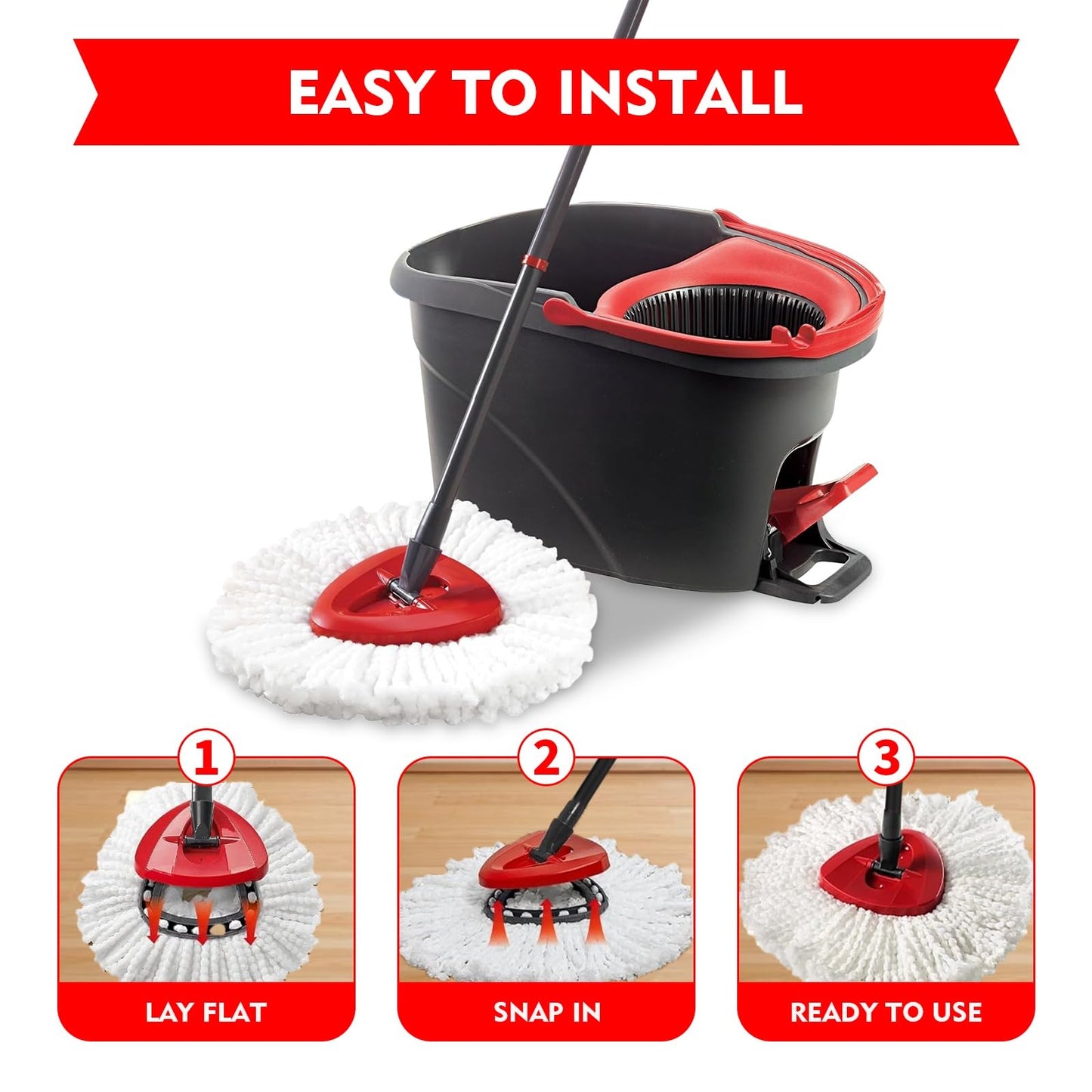 3 Pack Spin Mop Replacement Heads Compatible with O-Ceda Easywring Replacements